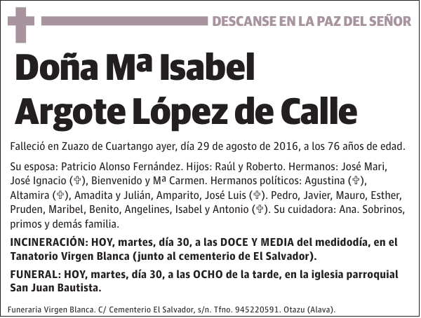 Mª Isabel Argote López de Calle