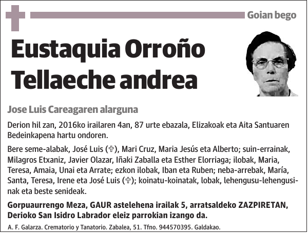 Eustaquia Orroño Tellaeche
