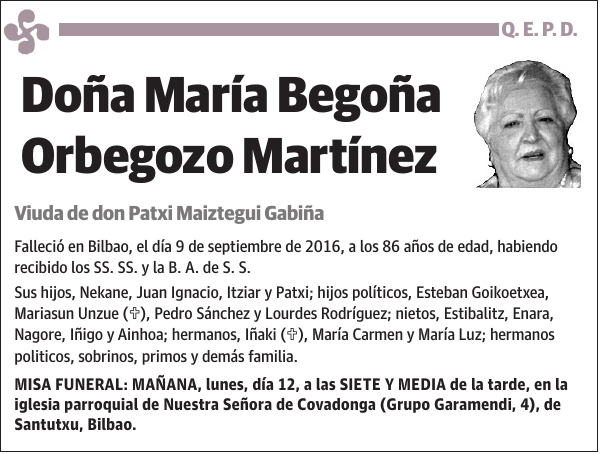 María Begoña Orbegozo Martínez