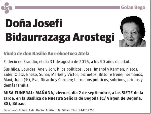 Josefi Bidaurrazaga Arostegi