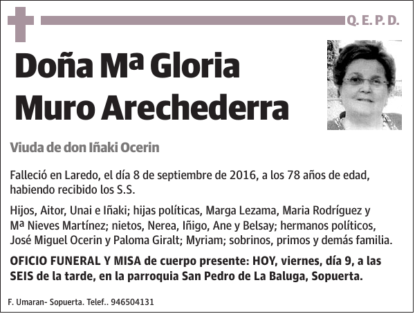 Mª Gloria Muro Arechederra