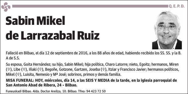 Sabin Mikel de Larrazabal Ruiz