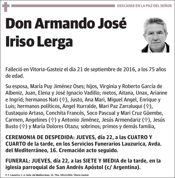 Armando José Iriso Lerga