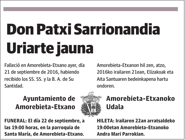 Patxi Sarrionandia Uriarte