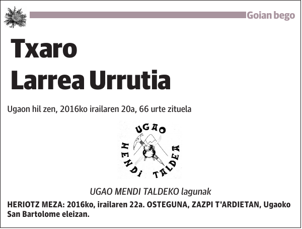 Txaro Larrea Urrutia Ugaon