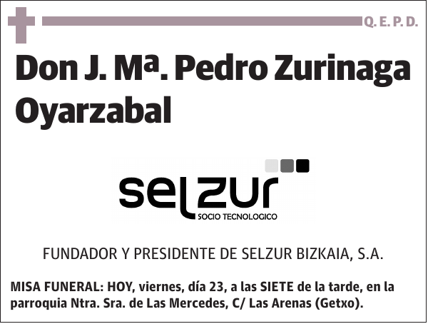 J. Mª. Pedro Zurinaga Oyarzabal