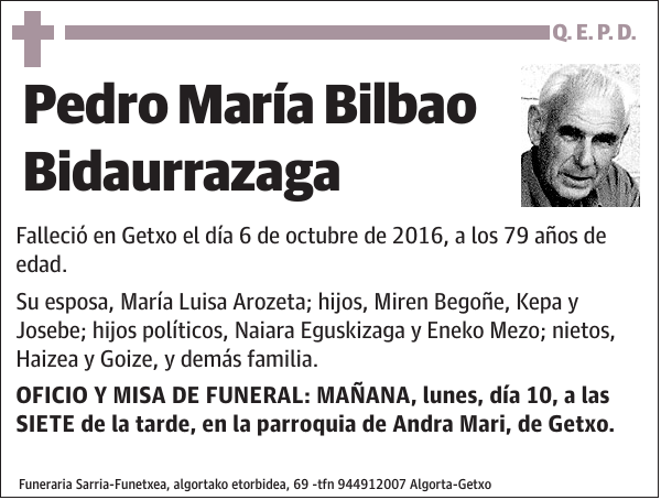 Pedro María Bilbao Bidaurrazaga