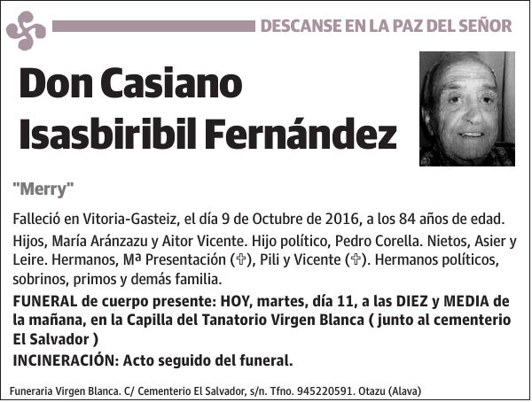 Casiano Isasbiribil Fernández