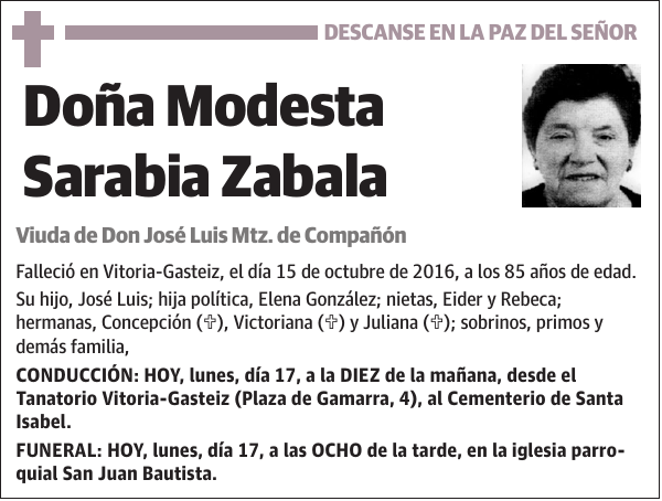 Modesta Sarabia Zabala