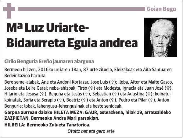 Mª Luz Uriarte- Bidaurreta Eguia