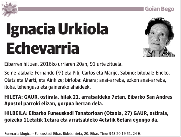 Ignacia Urkiola Echevarria