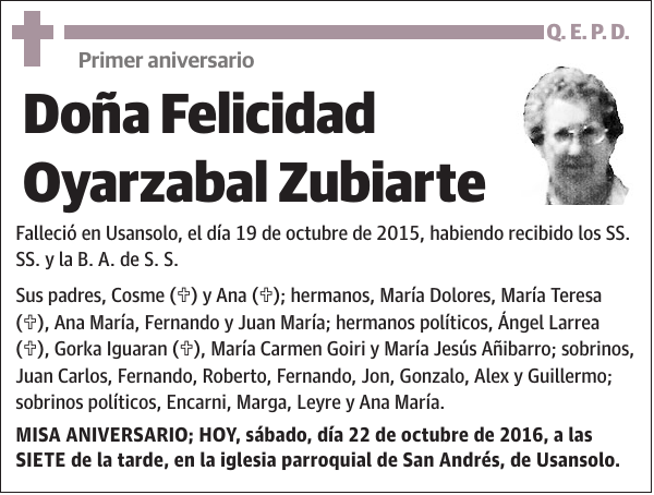 Felicidad Oyarzabal Zubiarte