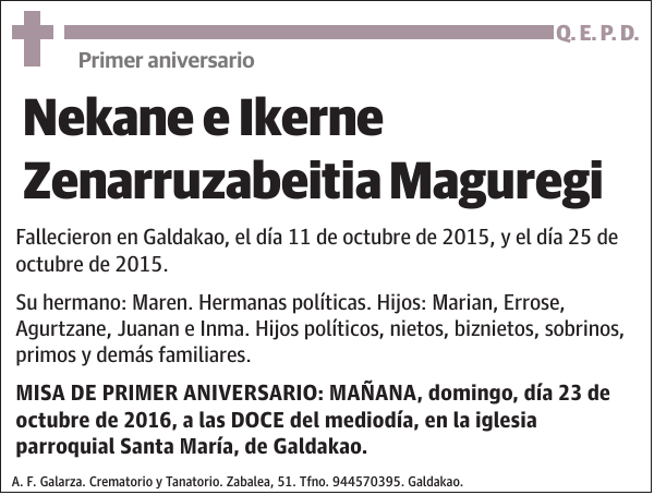 Nekane e Ikerne Zenarruzabeitia Maguregi