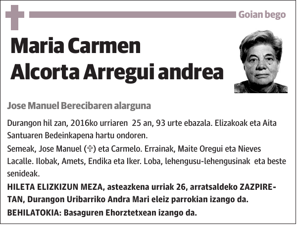 Maria Carmen Alcorta Arregui