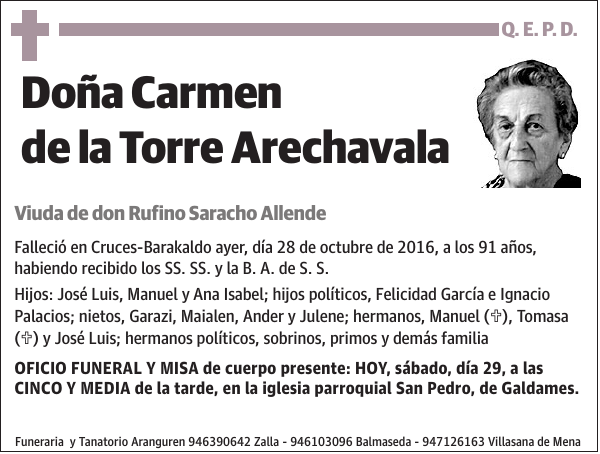 Carmen de la Torre Arechavala