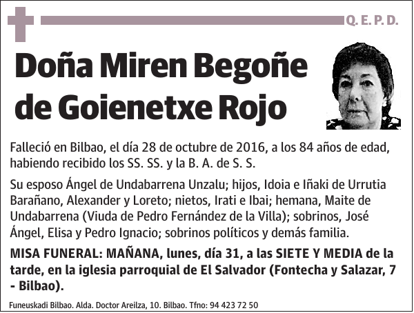 Miren Begoñe de Goienetxe Rojo