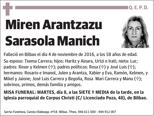 Miren Arantzazu Sarasola Manich