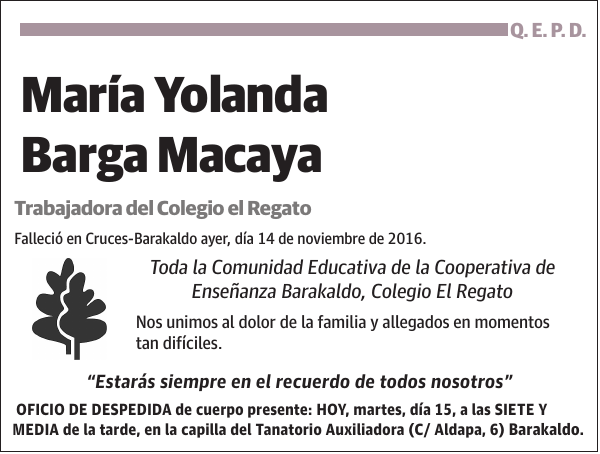 María Yolanda Barga Macaya