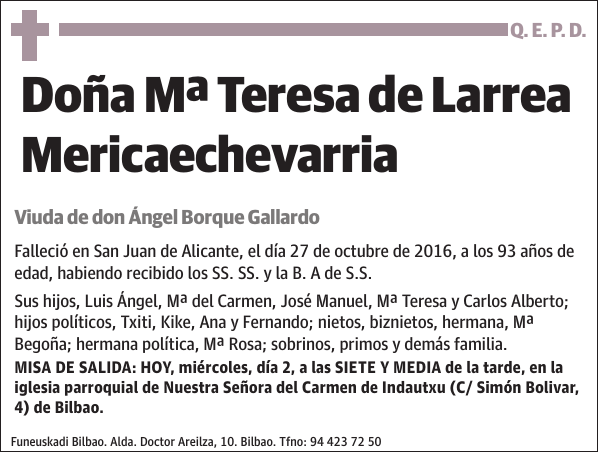 Mª Teresa de Larrea Mericaechevarria