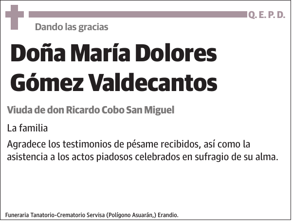 María Dolores Gómez Valdecantos