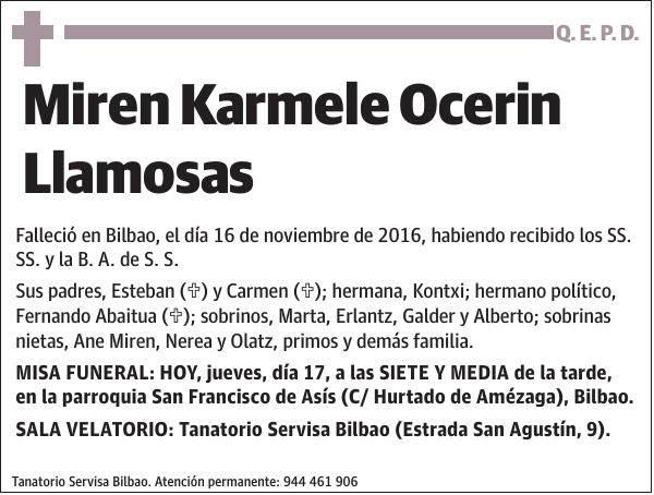 Miren Karmele Ocerin Llamosas