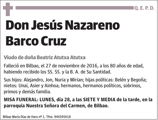 Jesús Nazareno Barco Cruz