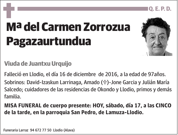 Mª del Carmen Zorrozua Pagazaurtundua