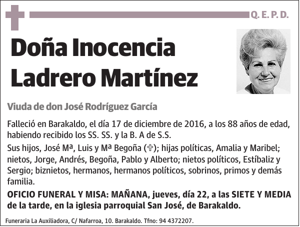 Inocencia Ladrero Martínez