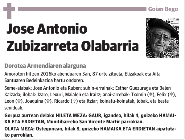 Jose Antonio Zubizarreta Olabarria