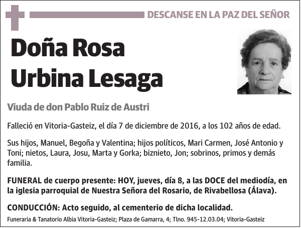 Rosa Urbina Lesaga