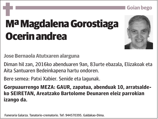Mª Magdalena Gorostiaga Ocerin