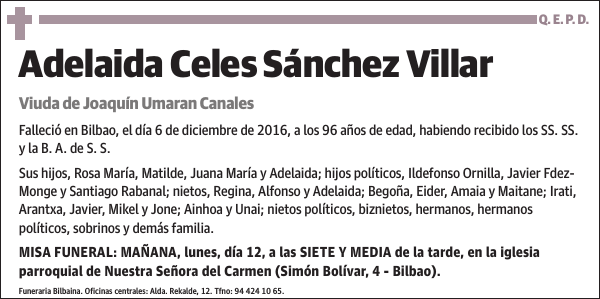 Adelaida Celes Sánchez Villar