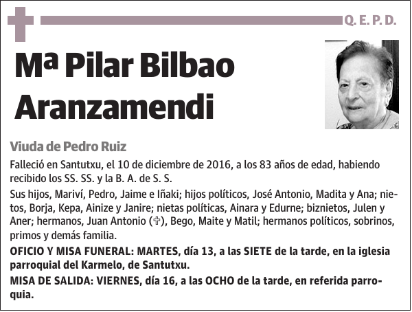 Mª Pilar Bilbao Aranzamendi