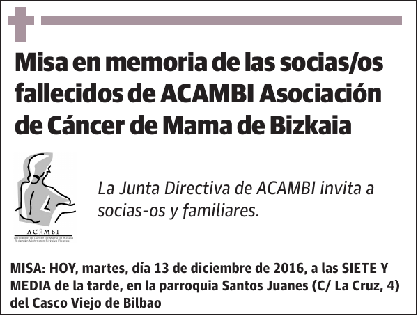 Misa en memoria de las socias/os fallecidos de ACAMBI