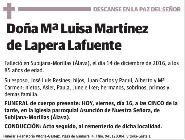 Mª Luisa Martínez de Lapera Lafuente