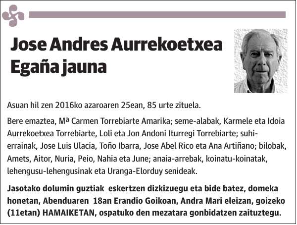 Jose Andres Aurrekoetxea Egaña