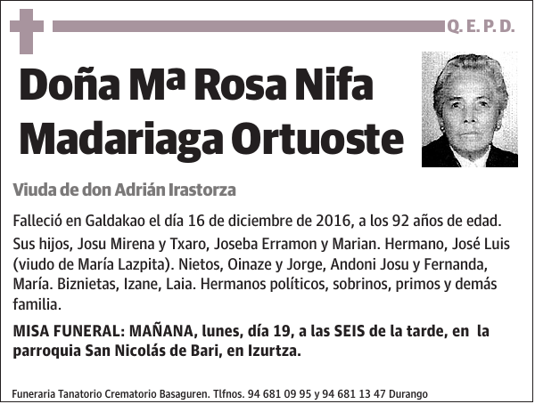 Mª Rosa Nifa Madariaga Ortuoste