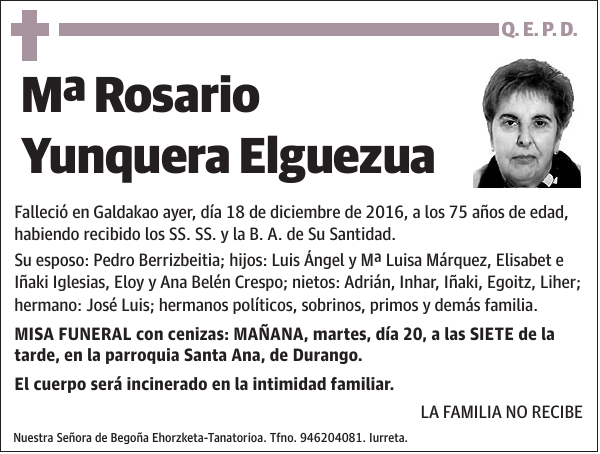 Mª Rosario Yunquera Elguezua