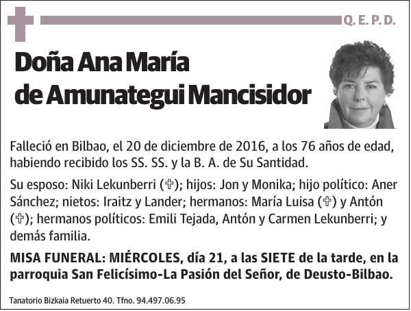 Ana María de Amunategui Mancisidor