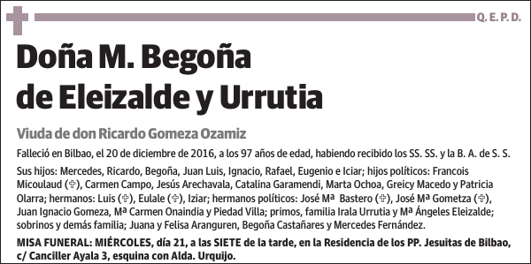 M. Begoña de Eleizalde y Urrutia