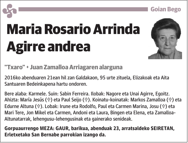 Maria Rosario Arrinda Agirre