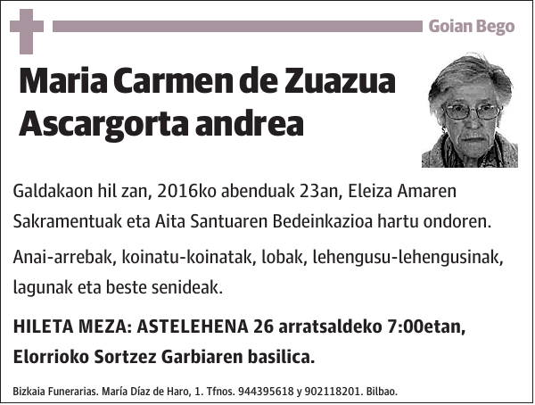 Maria Carmen de Zuazua Ascargorta