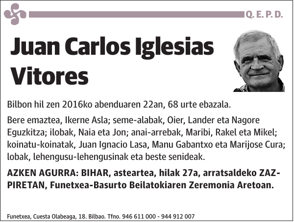 Juan Carlos Iglesias Vitores Bilbon