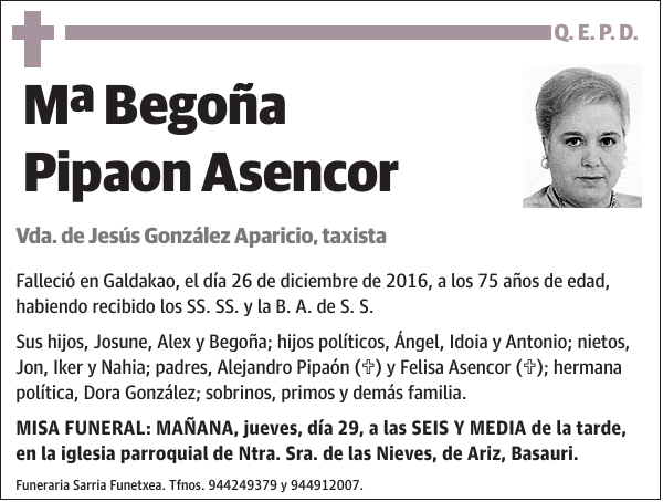 Mª Begoña Pipaon Asencor