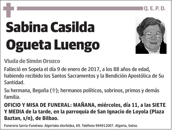 Sabina Casilda Ogueta Luengo