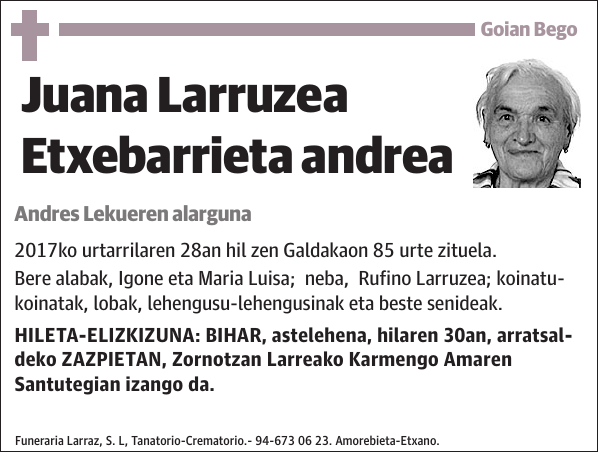 Juana Larruzea Etxebarrieta