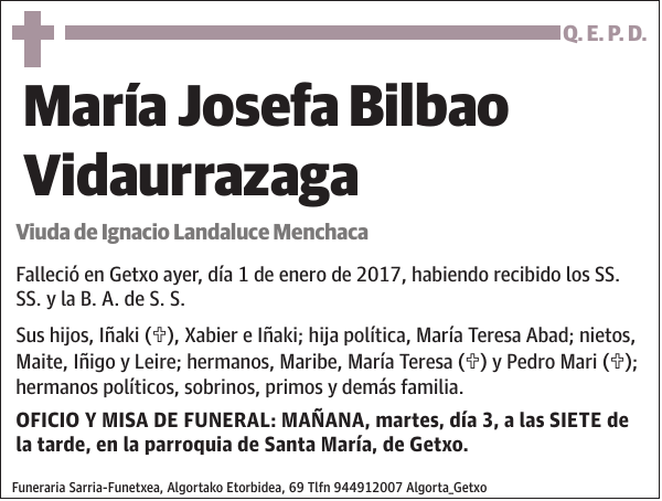 María Josefa Bilbao Vidaurrazaga