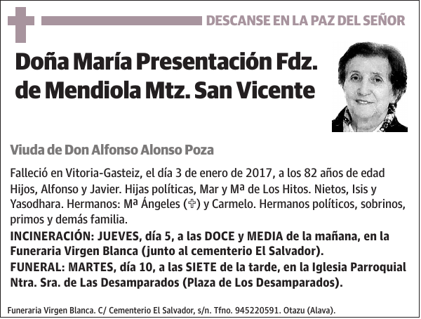 María Presentación Fdz. de Mendiola Mtz. San Vicente