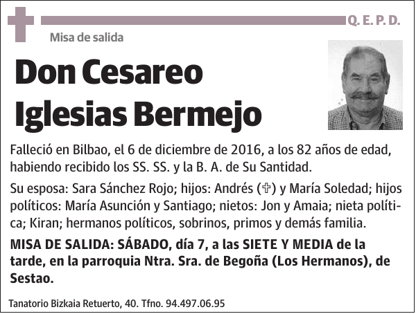 Misa de salida Cesareo Iglesias Bermejo