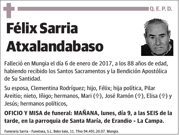 Félix Sarria Atxalandabaso